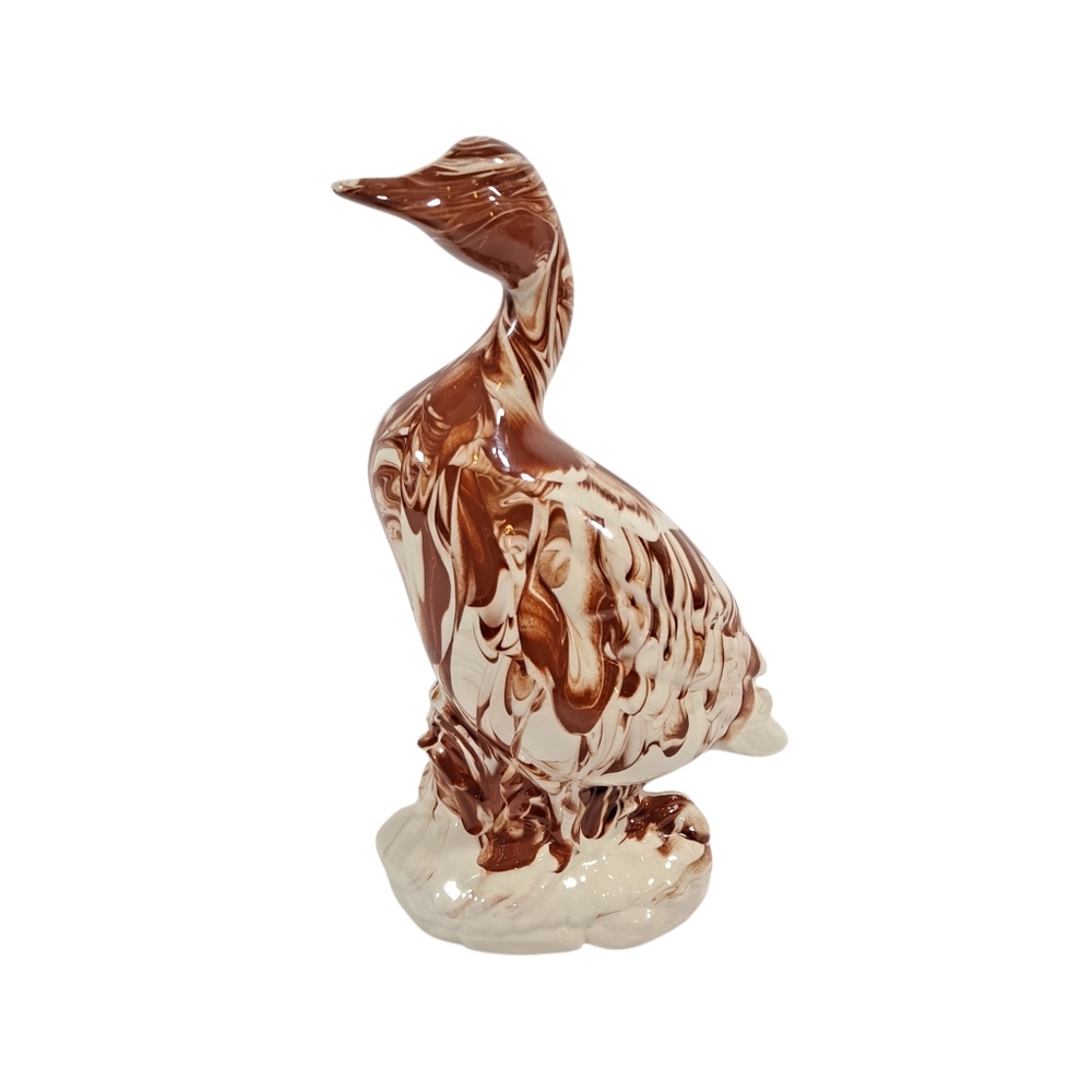 Vintage Tennessee Clay Swirl Pottery Duck Originals By G Green Brown White